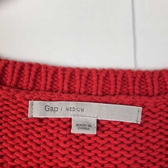 GAP Women Short Sleeve Red Knit Sweater Size M - Picture 7 of 8